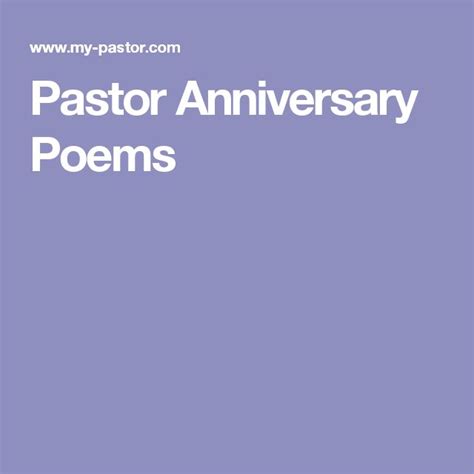 Pastor Anniversary Poems Pastors Anniversary Poem Pinterest