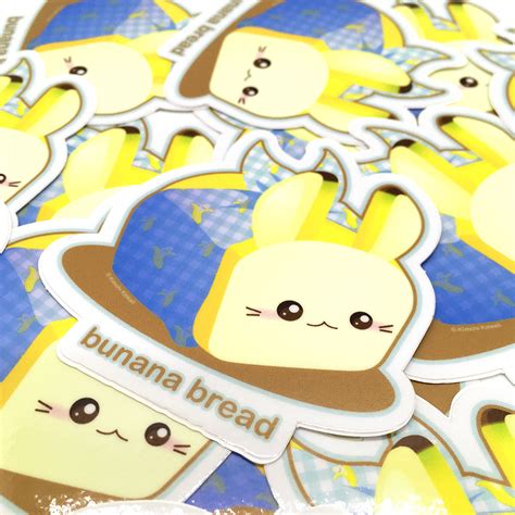 Cute Banana Bread Bunny Loaf Vinyl Sticker — Kimchi Kawaii