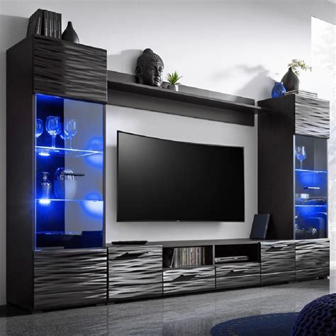 Meble Modica Blackwavy Wall Unit Modica Furniture Design Modern Tv