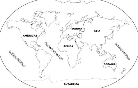 Mapamundi Con Los Continentes Para Colorear