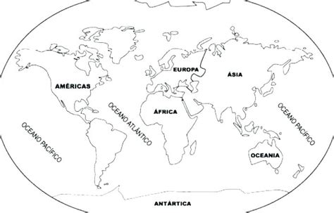 Mapa De Los Continentes Para Colorear Estudiar