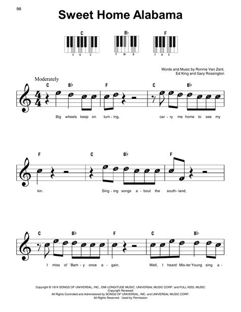 Sweet Home Alabama Chords Piano Ubicaciondepersonascdmxgobmx
