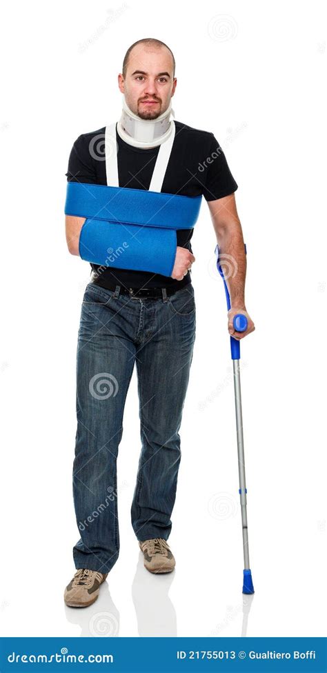 Man With Crutch Stock Image Image Of Person Walking 21755013