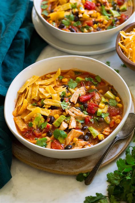 Add chicken and simmer 5 minutes. Chicken Tortilla Soup - Cooking Classy