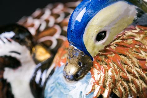 Kyoto Ceramic Ornament Mandarin Duck OKIMONO Atelier Japan