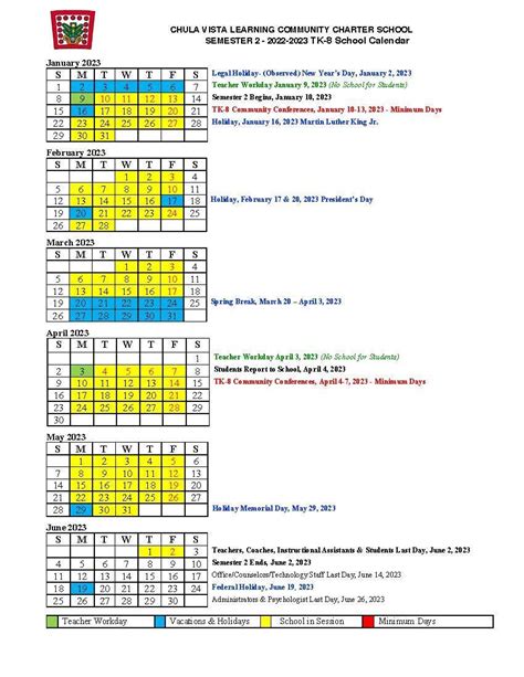 Chula Vista School Calendar 2023 X2023d