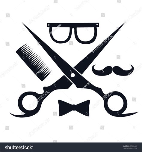 Barbershop Logo Scissors Mustache Comb Barbershop Stock Vector Royalty