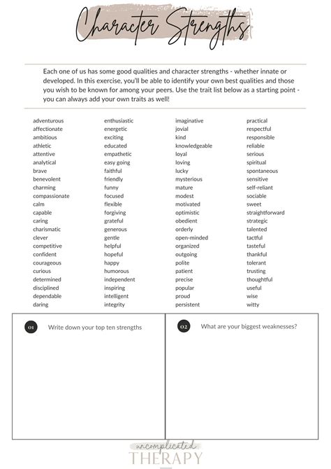 Character Strengths Worksheets 2 For Therapists Counselors Coaches