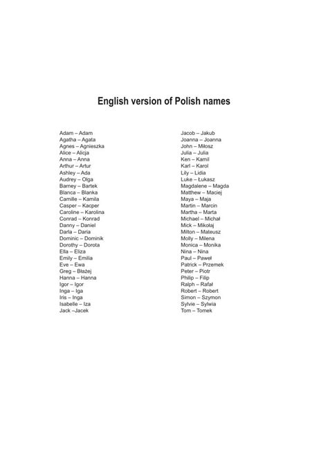 english versions of polish names single and the city