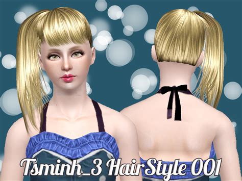 Glossy Side Ponytail Hairstyle Set 001 By Tsminh Sims 3 Hairs