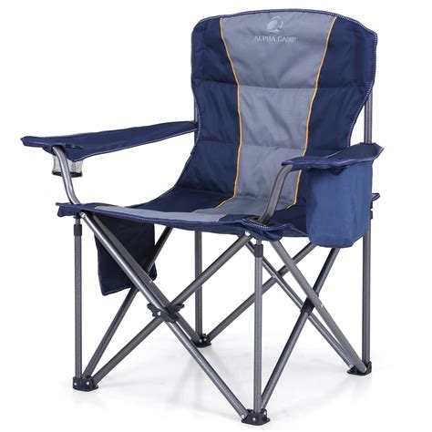 Buy Alpha Camp Oversized Camping Folding Chair Heavy Duty Lawn Chair With Cooler Bag Support 450
