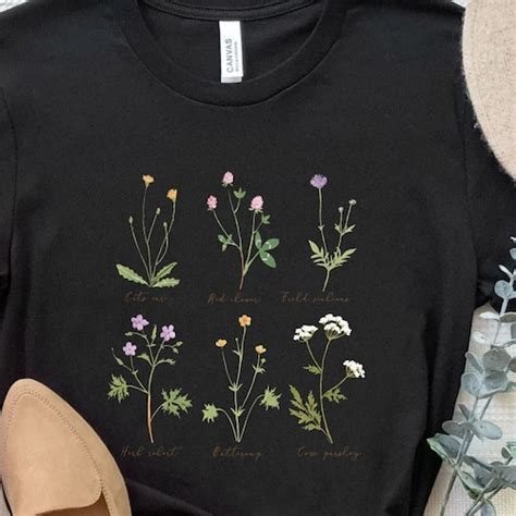 Delicate Wildflowers Flower T Shirt Botanical Tee Plant Etsy