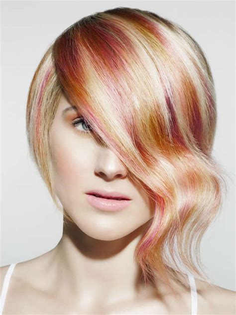 Multi Tonal Blonde Pink And Orange Hair Pink Hair Funky Hairstyles Creative Hairstyles