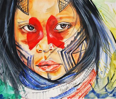Guarani kaiowa child watercolor painting by Eneida Rosa ...