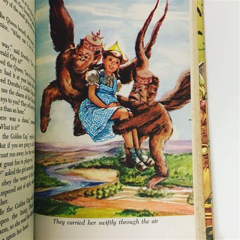 Flying Monkeys Carrying Dorothy Away Color Illustration From Vintage