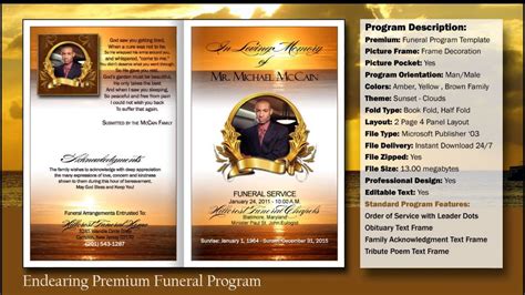 Funeral Program Endearing Template Youtube