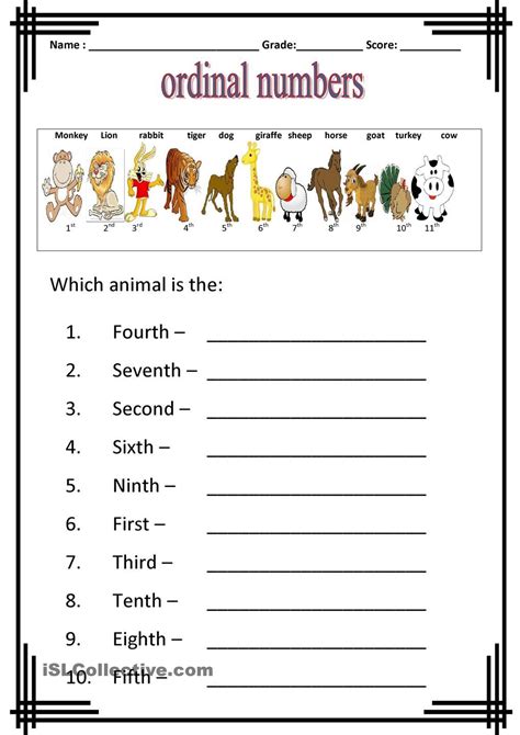 Ordinal Numbers Printable Worksheets Learning How To Read
