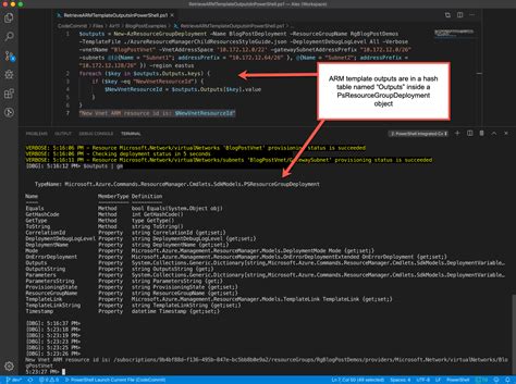 How To Access Arm Template Outputs In Powershell Thinking Aloud