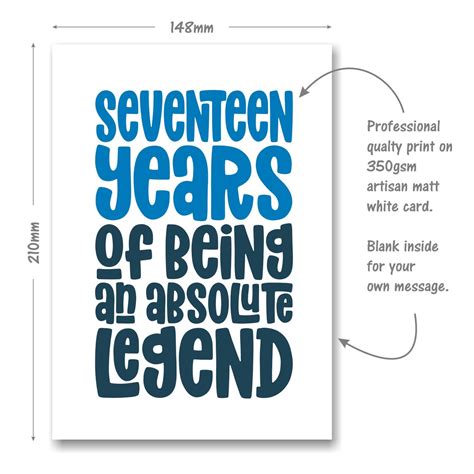 Funny 17th Birthday Card 6209 Days Old But Whos Etsy