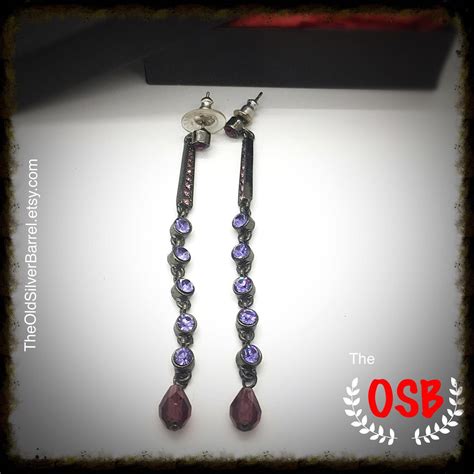 Long purple earrings purple rhinestone earrings purple | Etsy | Long purple earrings, Purple ...