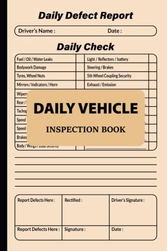 Daily Vehicle Inspection Book Perfect Daily Vehicle Checklist Logbook