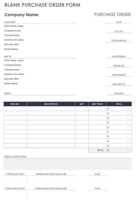 purchase order templates smartsheet