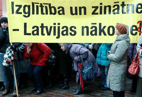 Teachers And Scientists Gather Outside Of Saeima Building On Protest Act Baltic News Network