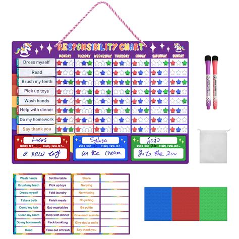 Buy Magnetic Chore Chart Responsibility Reward Chart For Multiple Kids