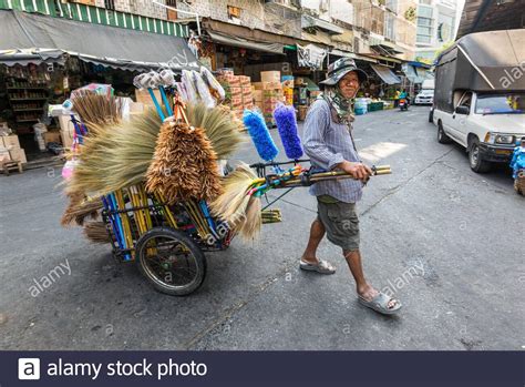 Bangkok Thailand December 7 2019 Street Vendor Of Brooms And