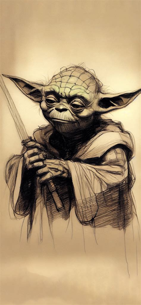 Star Wars Yoda Sketch Wallpapers Star Wars Aesthetic Wallpaper