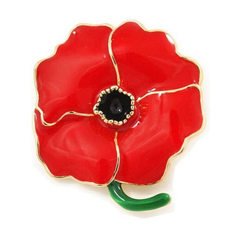 Large Poppy Flower Brooch Lapel Badge Pin Gold Brooch For Women Red