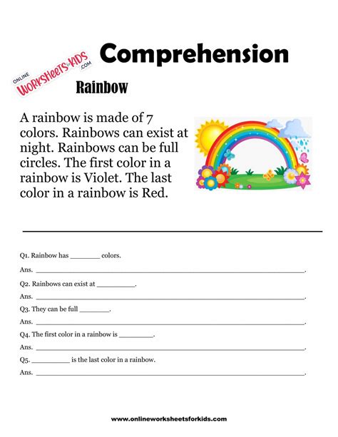 Free Printable Comprehension Worksheets For Grade 1