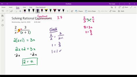 Solving Rational Equations Examples Youtube
