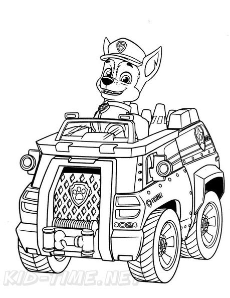 Paw Patrol Chase Police Car Coloring Page Coloring Pages