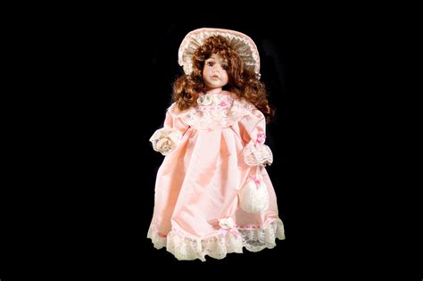 Porcelain Doll Dan Dee Collectors Choice Victorian Pink Dress 16 Inch Bisque Porcelain