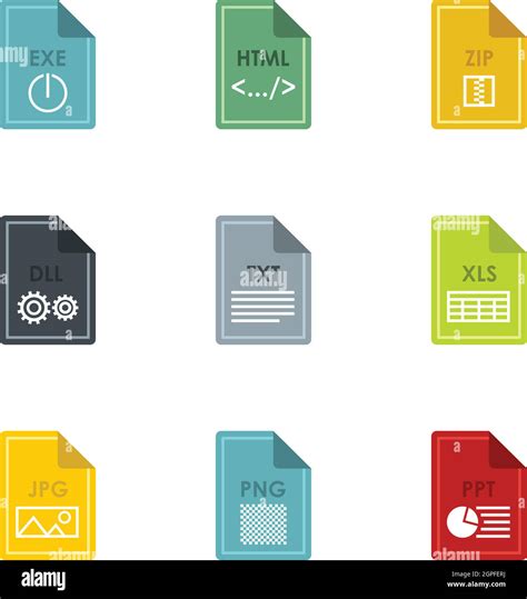 Files Icons Set Flat Style Stock Vector Image And Art Alamy