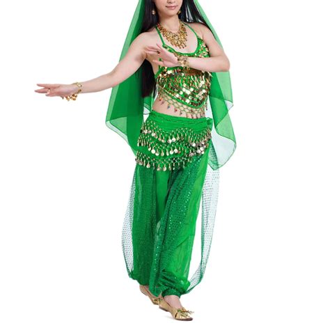 Bellylady Egyptian Belly Dance Costume Halter Bra Top And Tribal Harem Pants Green Walmart