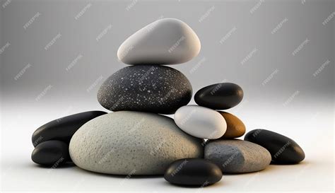 Premium Ai Image Stack Of Pebble Stones On White Background Generative Ai