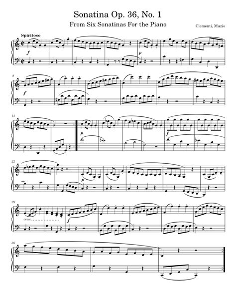 Sonatina Op 36 No 1 Clementi Sheet Music For Piano Solo