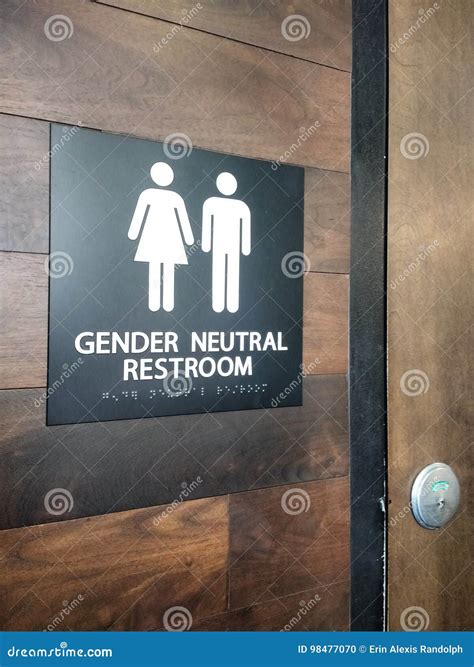 Gender Neutral Restroom Sign Editorial Image Image Of Occupied Restroom 98477070
