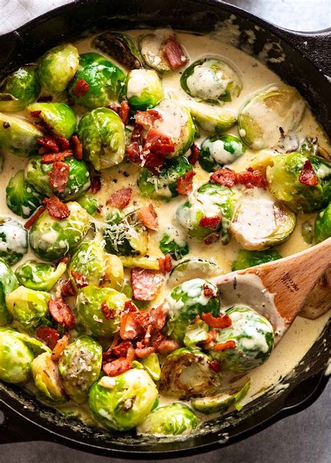 Sautéed Brussels Sprouts In Carbonara Sauce Yummy Recipe