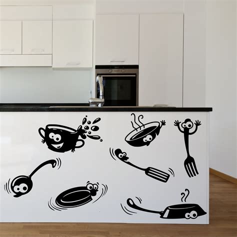 Kitchen Cupboard Cartoon Stickers Vinyl Wall Art Decal