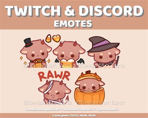 Twitch Discord Emotes Pack 5 Cute Halloween Brown Goat Etsy Twitch