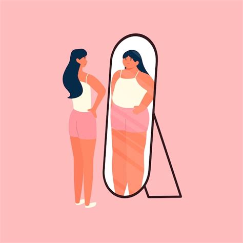 Premium Vector Woman With Ideal Bodies Looking Herself In The Mirror
