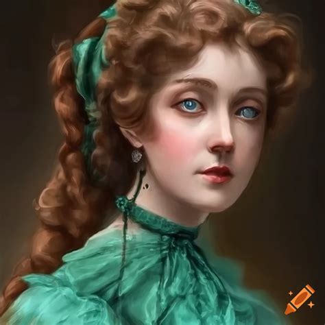 Portrait Of A Victorian Lady With Blue Eyes And Dark Brown Hair On Craiyon