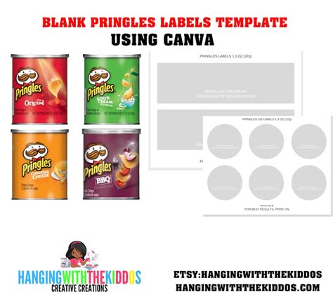 Pringles Can Wrapper Label Template 13 Oz Instant Download Etsy