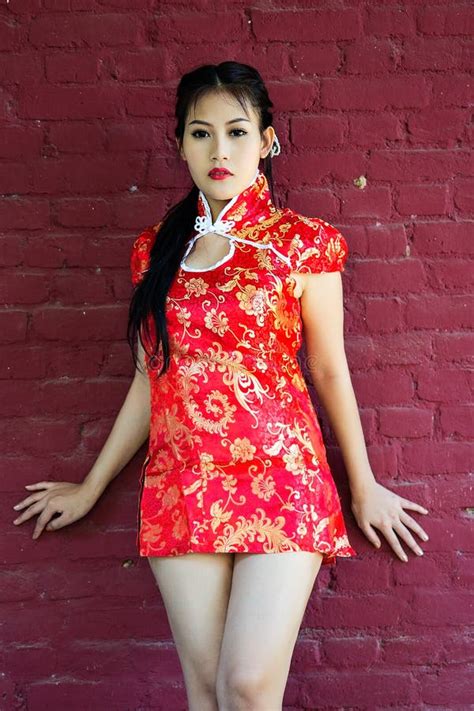 Chinese Girl In Traditional Chinese Cheongsam Blessing Stock Image Image Of Background East
