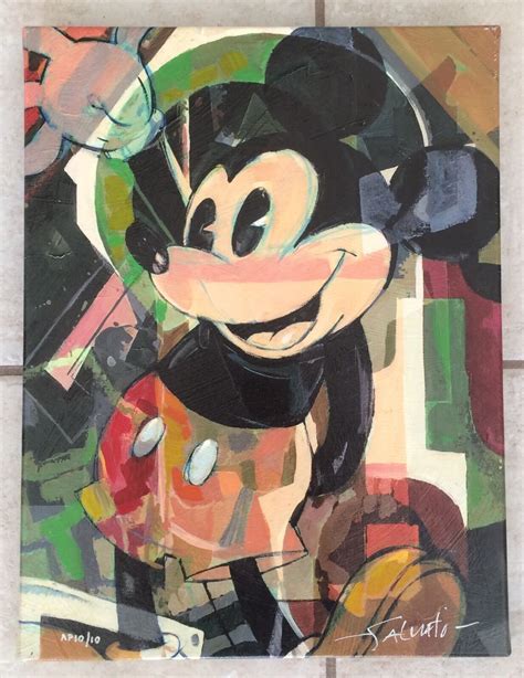 Disney Fine Art Jim Salvati Mickey Mouse High Five Giclee On Canvas