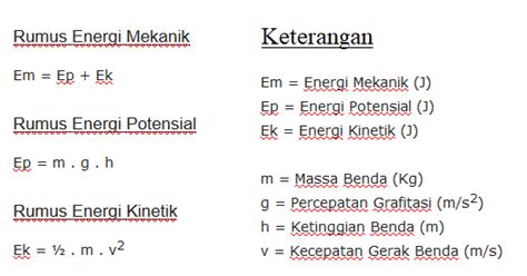 Rumus Energi Mekanik Dan Contoh Soalnya Fisika Dan Matematika Riset