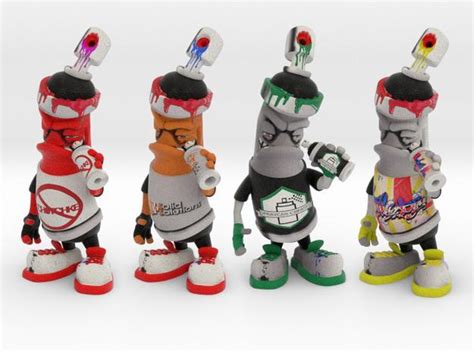 3d Printed Graffiti Spray Can Characters From Customization To Breast